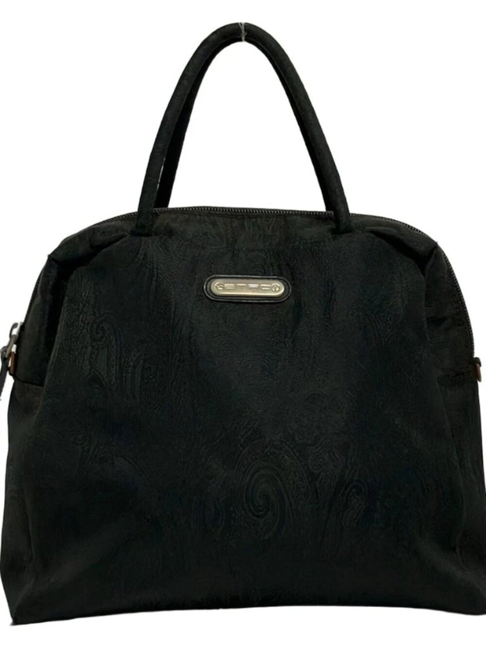ETRO Black Nylon Leather Tote Bag